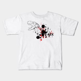 T-Rex Red Ink Splatter Kids T-Shirt